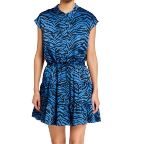 REBECCA MINKOFF Ollie Dress in Blue Zebra size XS - Picture 1 of 7